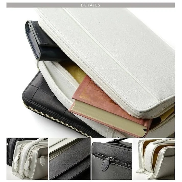 フェイクレザーサフィアーノ柄ダブルファスナーセカンドバッグ No.2042T/ブラック #flc-no.2042t-bk