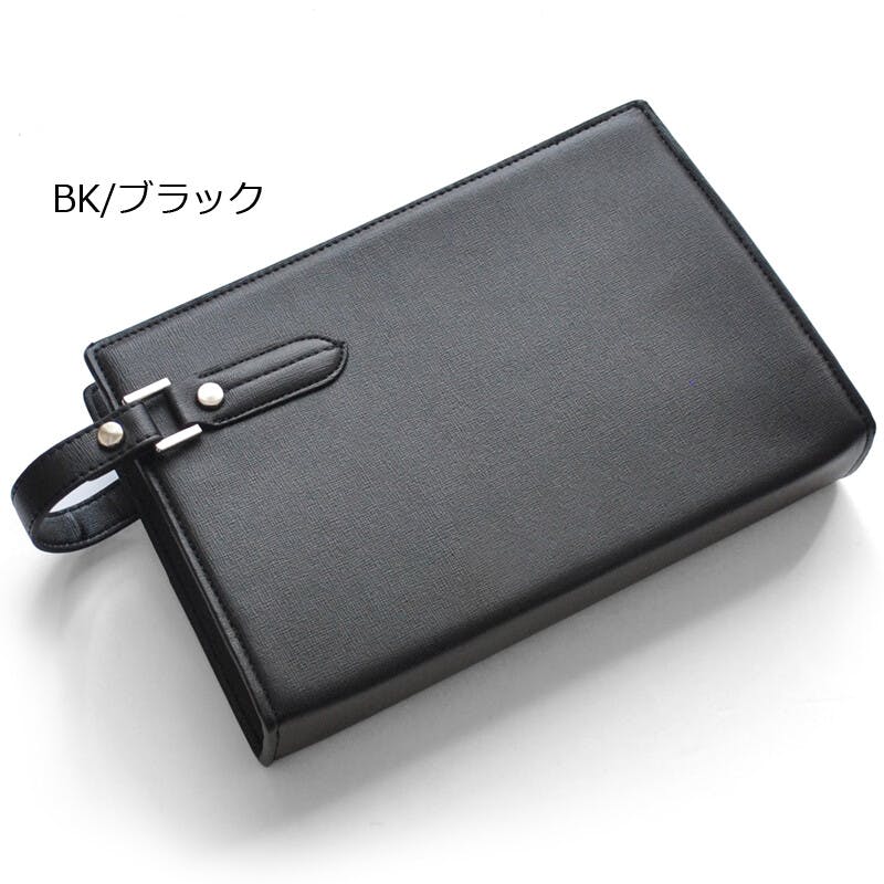 フェイクレザーサフィアーノ柄メンズクラッチバッグ No.2615T／ブラック ＃flc-no.2615t-bk 紳士財布