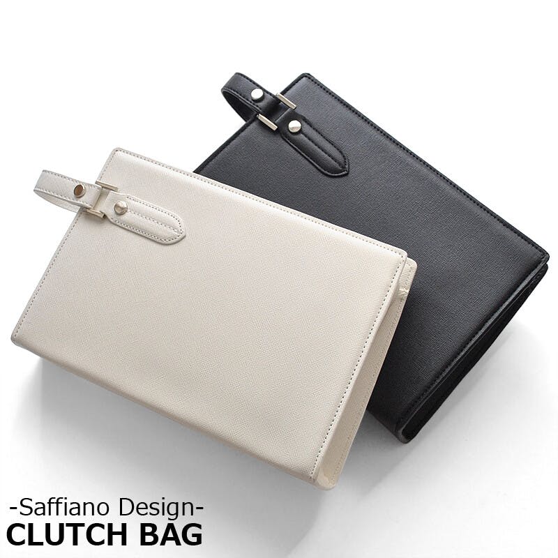 フェイクレザーサフィアーノ柄メンズクラッチバッグ No.2615T
