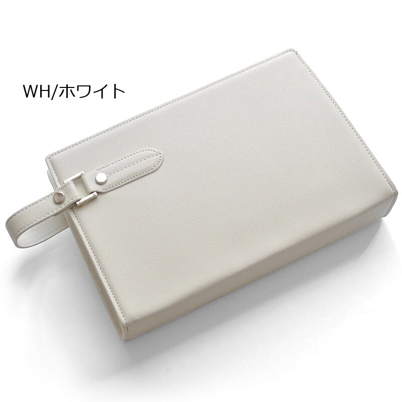 フェイクレザーサフィアーノ柄メンズクラッチバッグ No.2615T／ホワイト ＃flc-no.2615t-wh 紳士財布
