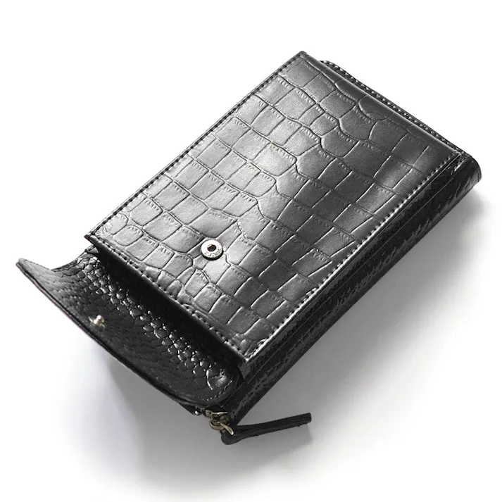 牛革クロコ型押し財布機能付きスマートフォンポーチ No.3170 レディースポシェット/レッド #flc-no.3170rd