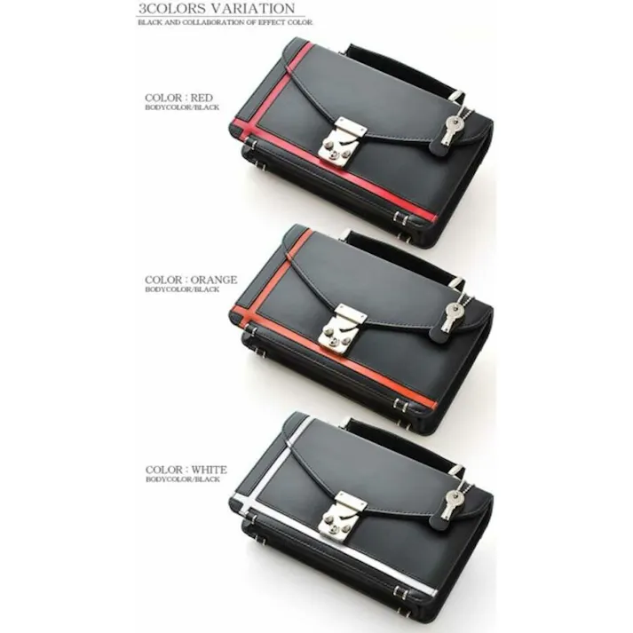 馬革×クロスライン鍵付きセカンドバッグ UH-2462 【unitedHOMME】人気のモンソー型/レッドライン #flc-uh-2462rd