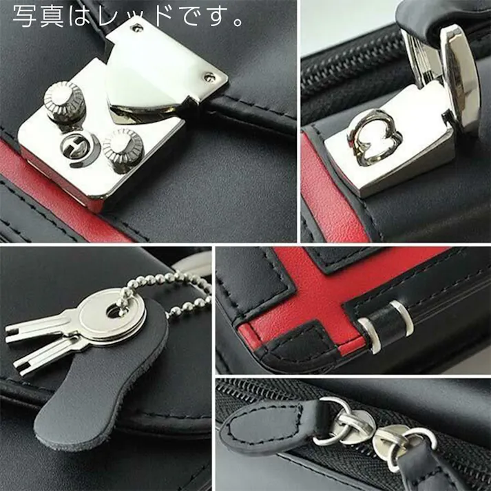 馬革×クロスライン鍵付きセカンドバッグ UH-2462 【unitedHOMME】人気のモンソー型/ホワイトライン #flc-uh-2462wh