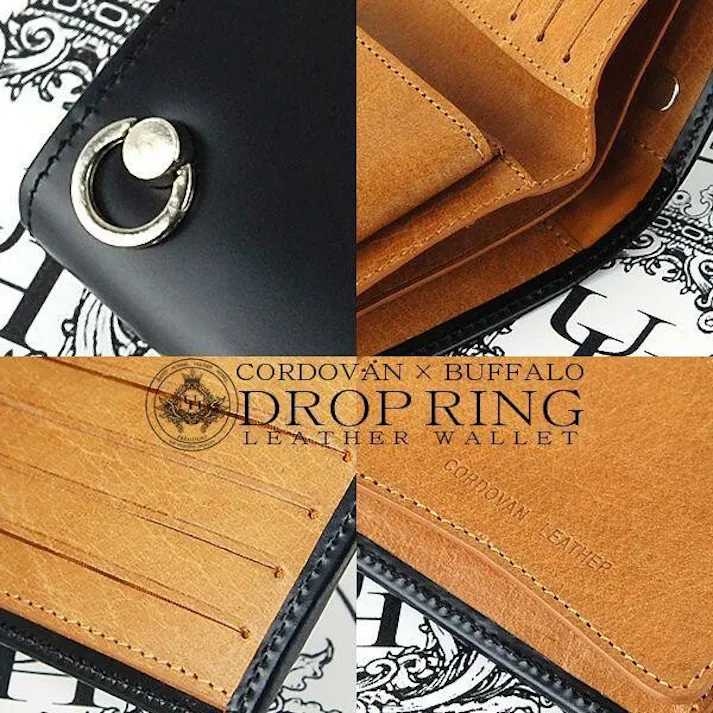 馬革×水牛革ドロップリング折財布 UHP-1149LT 左利き用【unitedHOMME】コードバン×バッファロー短財布 #flc-uhp-1149lt
