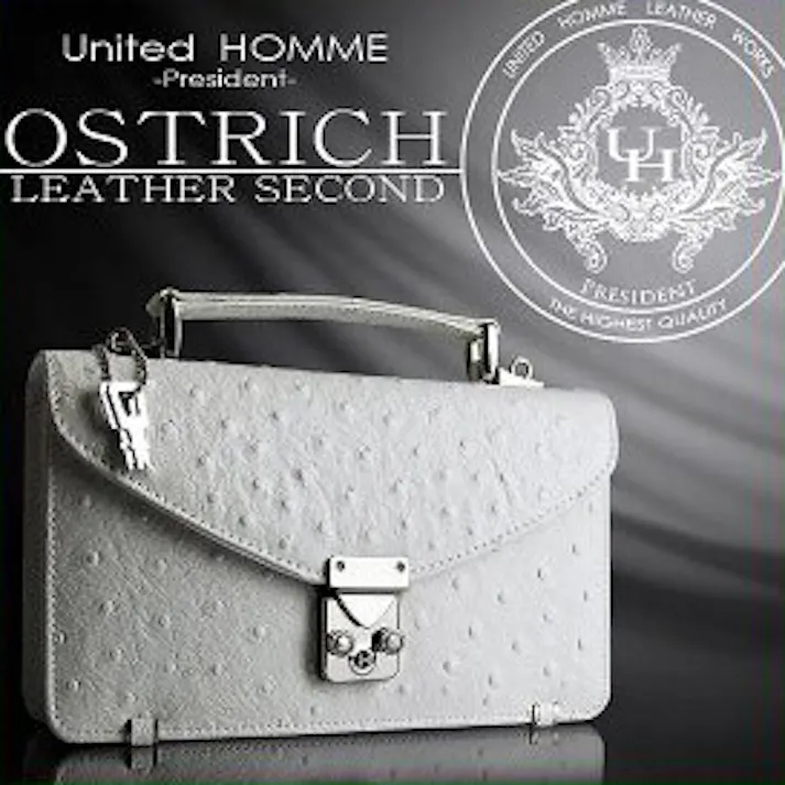 牛革オースト型押しセカンドバッグ【United HOMME-President-】UHP-2114WH クラッチバッグ/ホワイト #flc-uhp-2114wh
