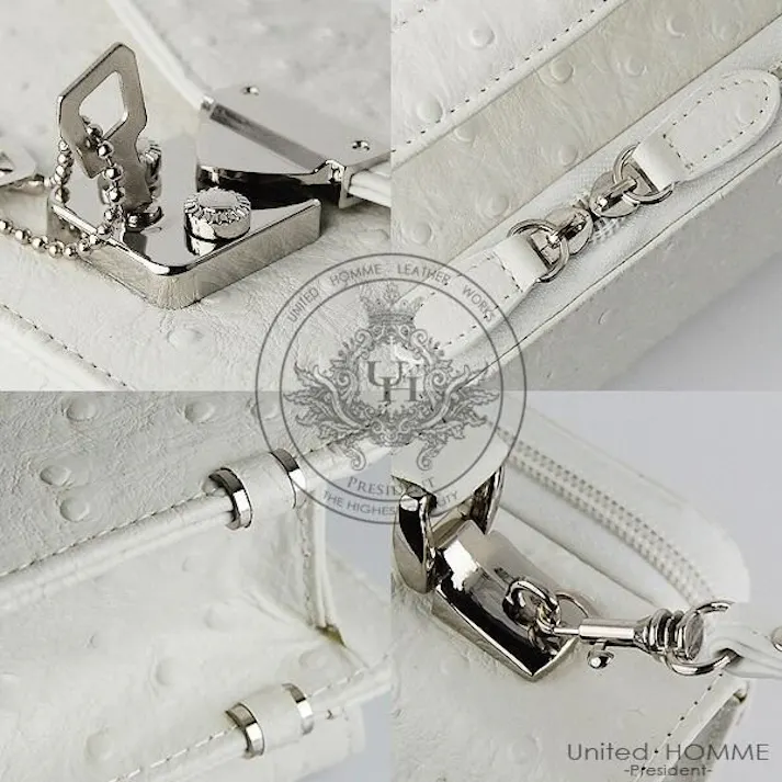 牛革オースト型押しセカンドバッグ【United HOMME-President-】UHP-2114WH クラッチバッグ/ホワイト #flc-uhp-2114wh