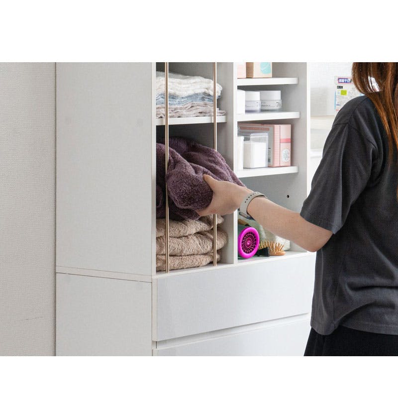 KING】 ランドリーチェスト 幅45.5 奥行32 高さ180 cm ホワイト