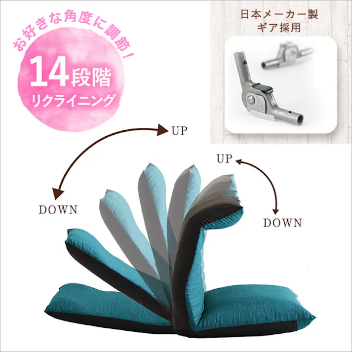 日本製 リクライニングポケットコイル入り座椅子 【collina-コリーナ-】/カラー:グリーン/ #sh-07-cln--ge 4535306185237【送料込み】