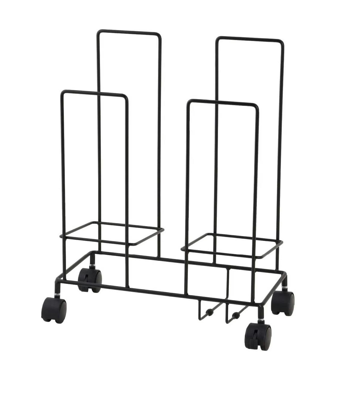 21170ダンボールストッカー ハイタイプ ブラック 日本製 段ボールストッカー 完成品 片付けラック キャスター付 紐ホルダー付 ダンボール 段ボール置き 段 ペール