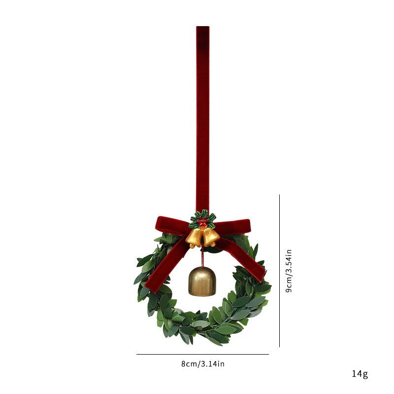 クリスマスベル装飾 属製ツリー用鈴と赤緑リボン付き松ぼっくり飾り