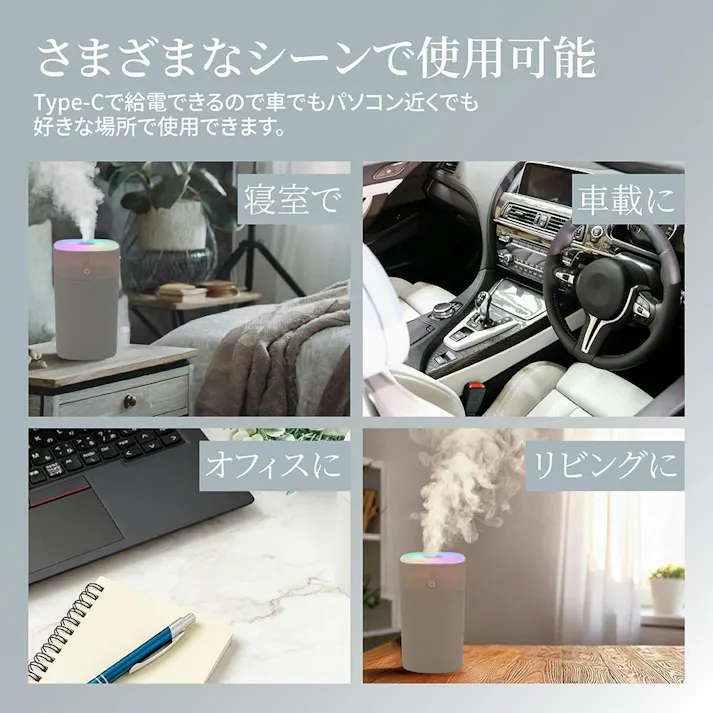 【SALE】【LEDライト付きアロマ加湿器(ホワイト)】 ちあふる 乾燥ケア×香りで癒し 保湿 加湿 乾燥対策 アロマ対応 次亜塩素酸水OK やわらかLED JAN:4571621446592