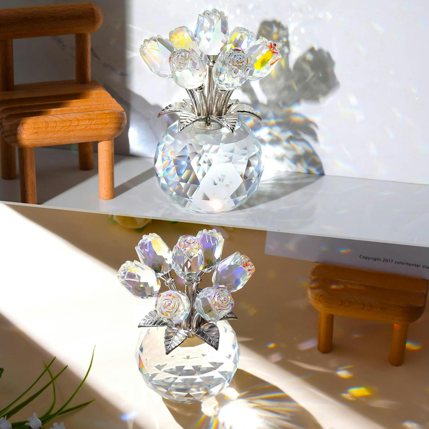 クリスタルピンクローズ 結婚記念日プレゼント女性クリスタルピンク