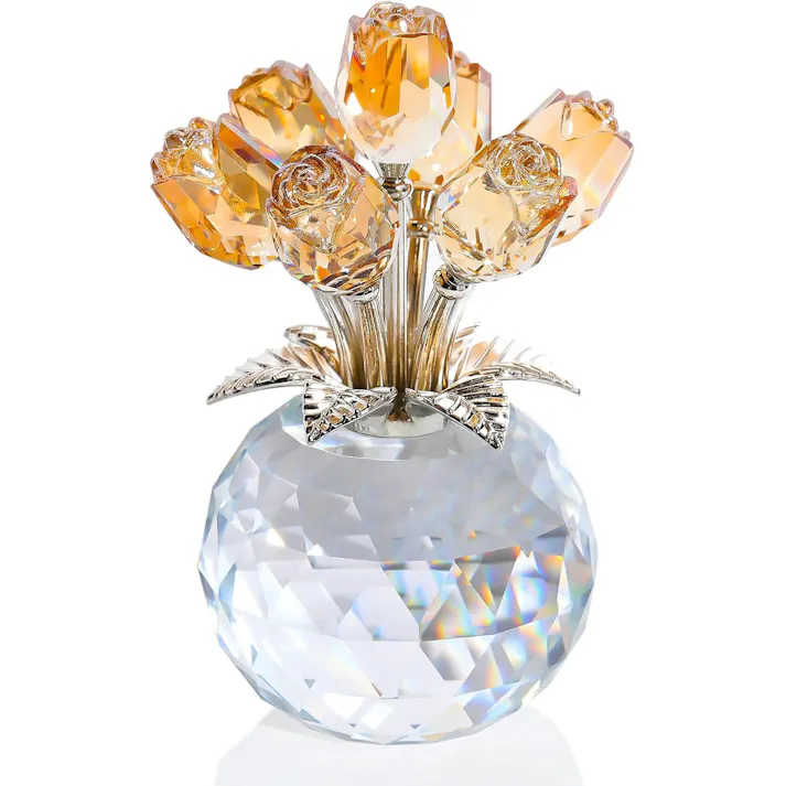 クリスタルピンクローズ 結婚記念日プレゼント女性クリスタルピンクバラギフト バラの花束 薔薇 置物 誕生日プレゼント 結婚祝い バレンタインデー 母の日 彼女 妻 母への贈り物