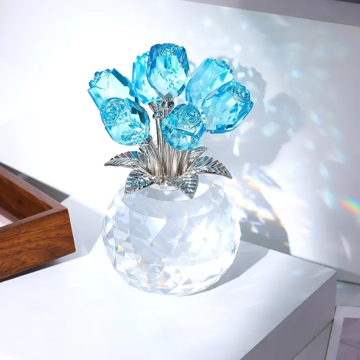 クリスタルピンクローズ 結婚記念日プレゼント女性クリスタルピンクバラギフト バラの花束 薔薇 置物 誕生日プレゼント 結婚祝い バレンタインデー 母の日 彼女 妻 母への贈り物