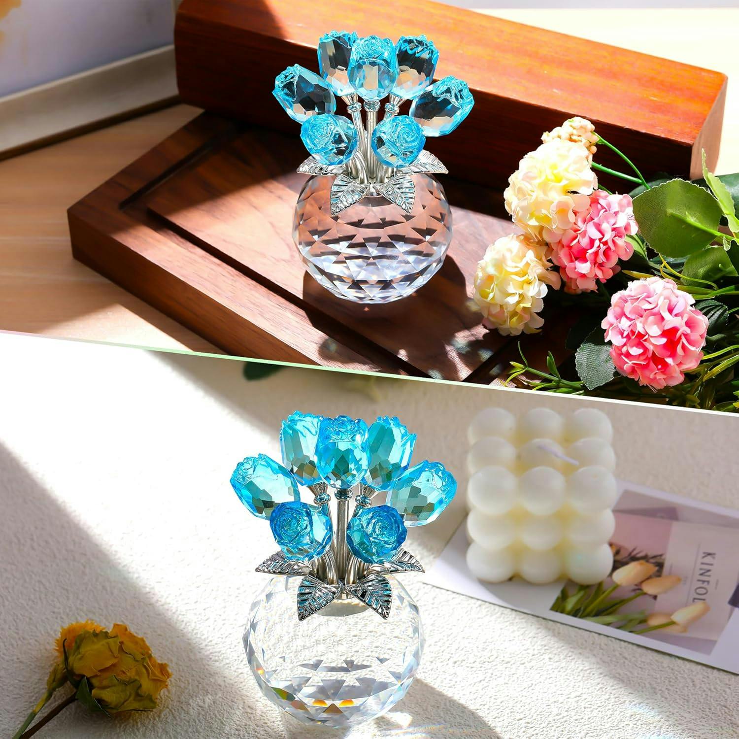 クリスタルピンクローズ 結婚記念日プレゼント女性クリスタルピンク