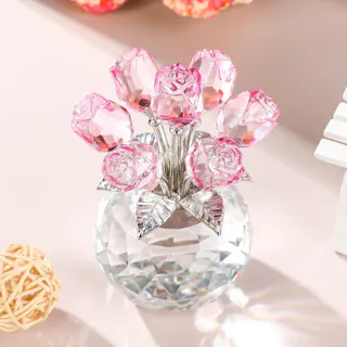 クリスタルピンクローズ 結婚記念日プレゼント女性クリスタルピンクバラギフト バラの花束 薔薇 置物 誕生日プレゼント 結婚祝い バレンタインデー 母の日 彼女 妻 母への贈り物