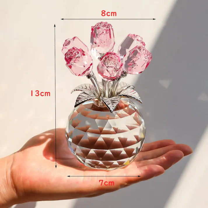 クリスタルピンクローズ 結婚記念日プレゼント女性クリスタルピンクバラギフト バラの花束 薔薇 置物 誕生日プレゼント 結婚祝い バレンタインデー 母の日 彼女 妻 母への贈り物
