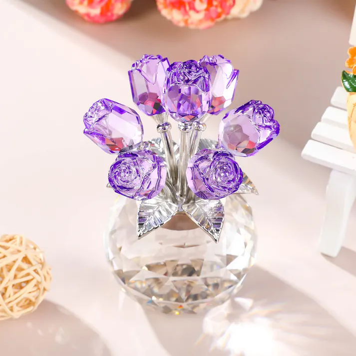 クリスタルピンクローズ 結婚記念日プレゼント女性クリスタルピンクバラギフト バラの花束 薔薇 置物 誕生日プレゼント 結婚祝い バレンタインデー 母の日 彼女 妻 母への贈り物