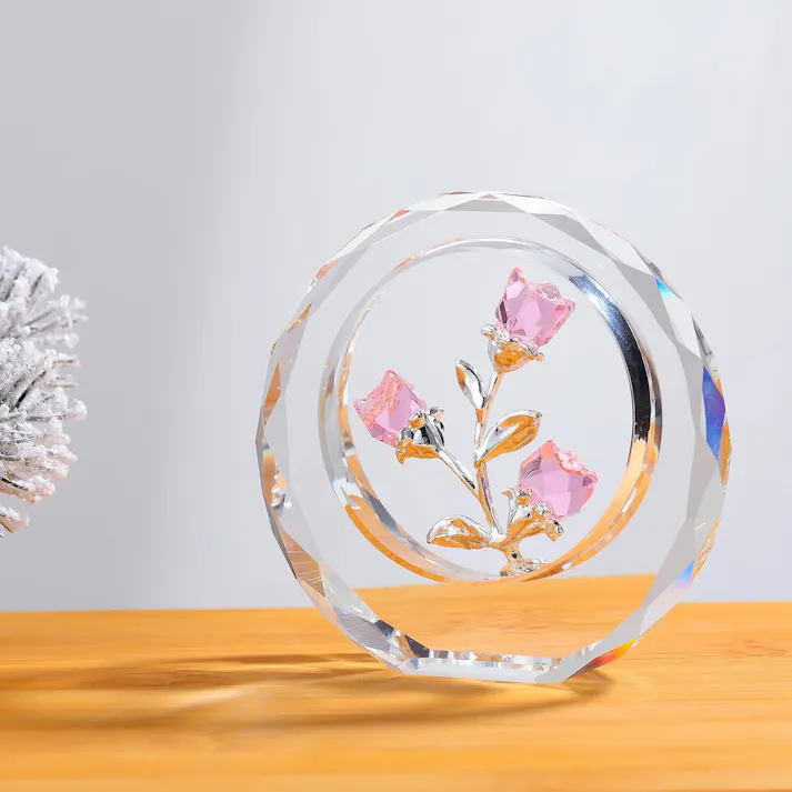 クリスタルピンクローズ 結婚記念日プレゼント女性クリスタルピンクバラギフト バラの花束 薔薇 置物 誕生日プレゼント 結婚祝い バレンタインデー 母の日 彼女 妻 母への贈り物
