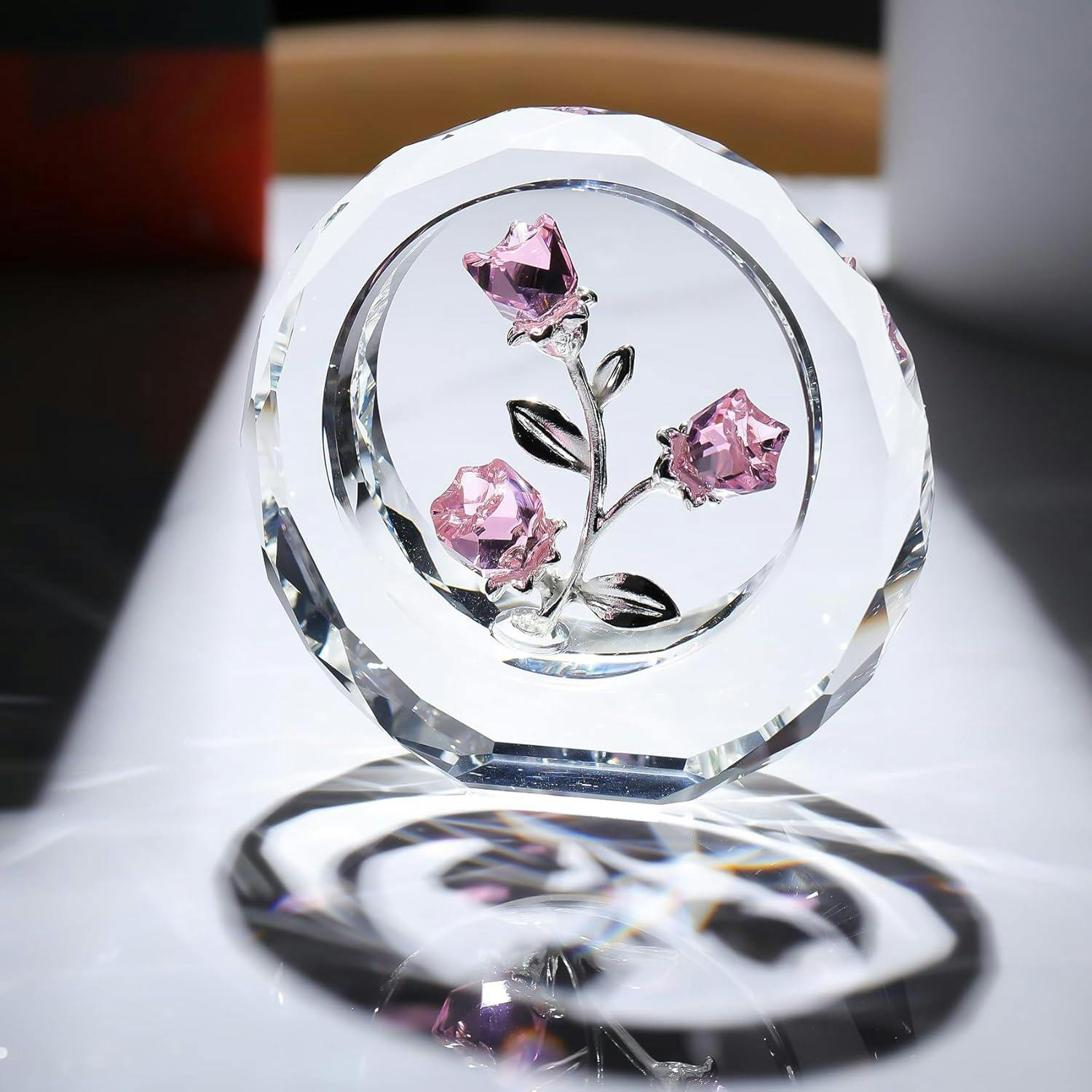 クリスタルピンクローズ 結婚記念日プレゼント女性クリスタルピンク