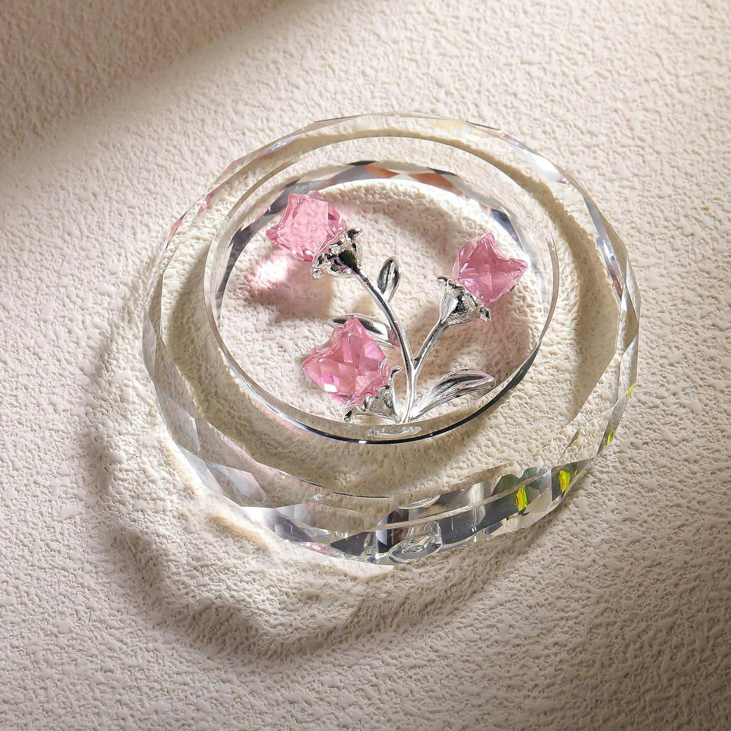 クリスタルピンクローズ 結婚記念日プレゼント女性クリスタルピンク