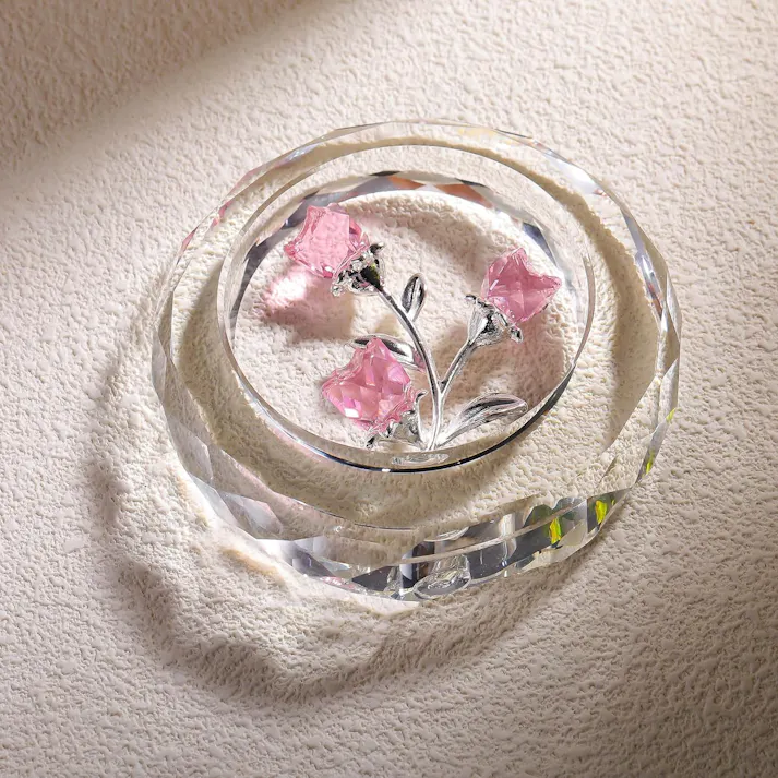 クリスタルピンクローズ 結婚記念日プレゼント女性クリスタルピンクバラギフト バラの花束 薔薇 置物 誕生日プレゼント 結婚祝い バレンタインデー 母の日 彼女 妻 母への贈り物