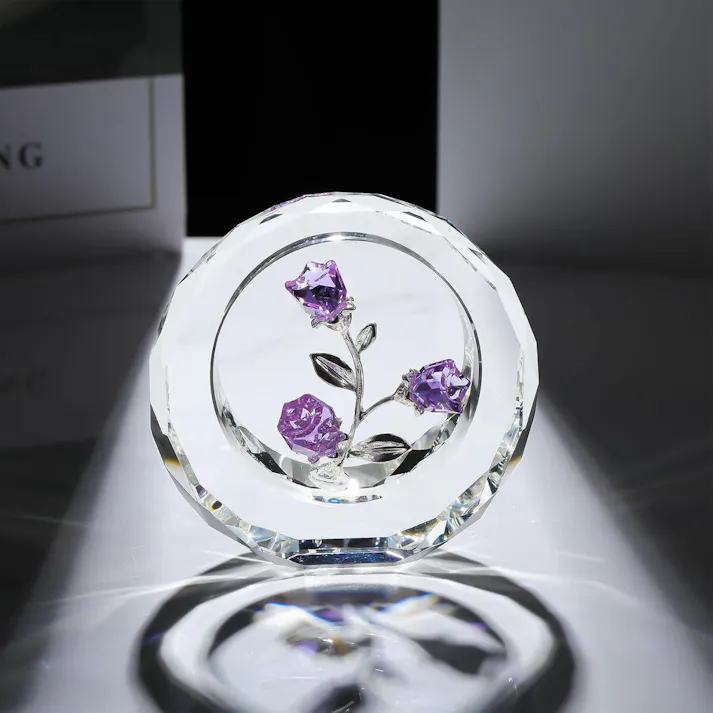 クリスタルピンクローズ 結婚記念日プレゼント女性クリスタルピンクバラギフト バラの花束 薔薇 置物 誕生日プレゼント 結婚祝い バレンタインデー 母の日 彼女 妻 母への贈り物