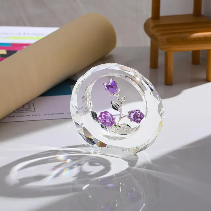 クリスタルピンクローズ 結婚記念日プレゼント女性クリスタルピンクバラギフト バラの花束 薔薇 置物 誕生日プレゼント 結婚祝い バレンタインデー 母の日 彼女 妻 母への贈り物