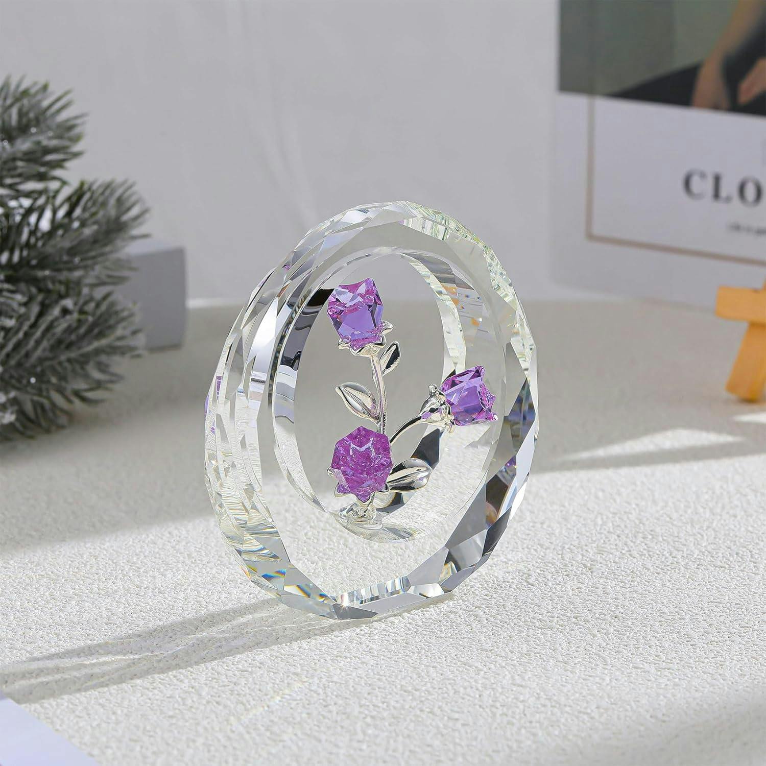 ★限定ご奉仕★4096 Hzセット【クリスタル☆キラキラ水晶♢ローズ】❤️ クリスタルピンクローズ 結婚記念日プレゼント女性クリスタルピンク