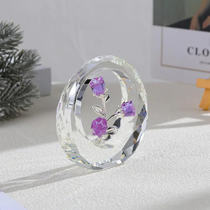 クリスタルピンクローズ 結婚記念日プレゼント女性クリスタルピンクバラギフト バラの花束 薔薇 置物 誕生日プレゼント 結婚祝い バレンタインデー 母の日 彼女 妻 母への贈り物