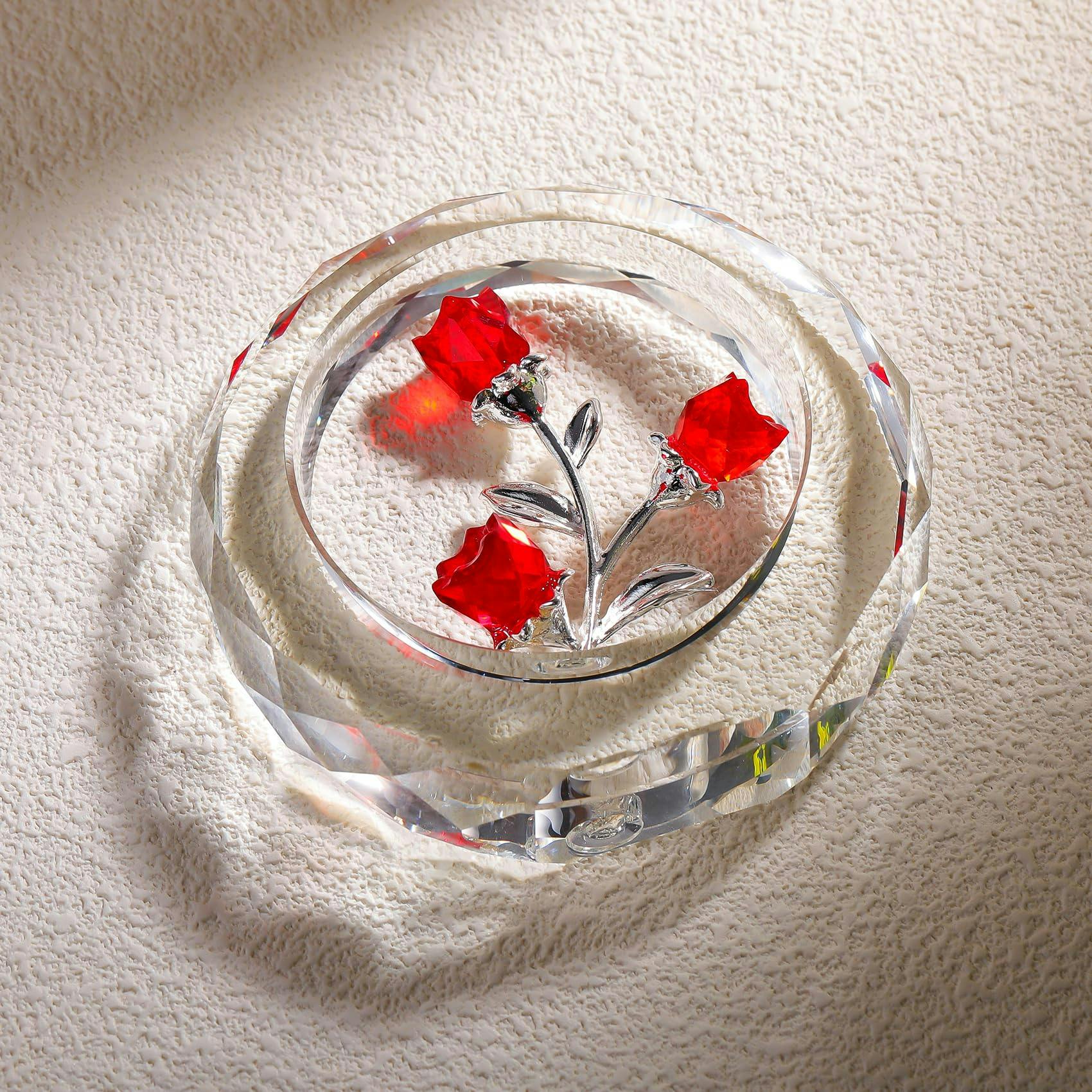 クリスタルピンクローズ 結婚記念日プレゼント女性クリスタルピンク