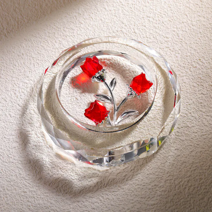 クリスタルピンクローズ 結婚記念日プレゼント女性クリスタルピンクバラギフト バラの花束 薔薇 置物 誕生日プレゼント 結婚祝い バレンタインデー 母の日 彼女 妻 母への贈り物