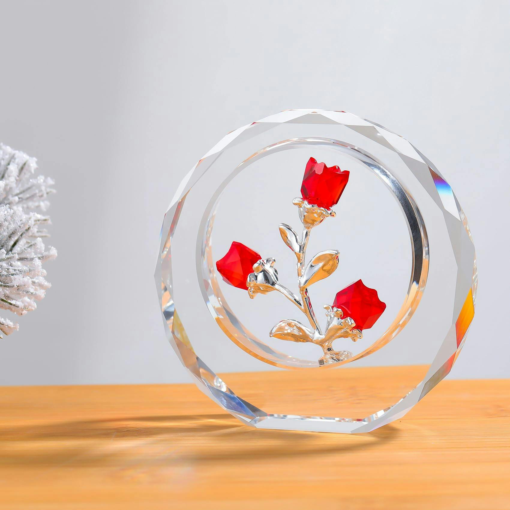 クリスタルピンクローズ 結婚記念日プレゼント女性クリスタルピンク