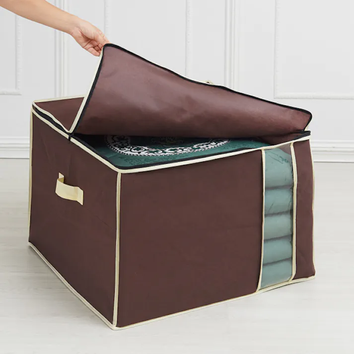 【炭入り消臭座布団収納ケース(お得な2個セット)】 ちあふる 大判座布団をスッキリ収納 透明窓で中身が見える 持ち手付き 炭入り 消臭 大容量 透明窓 収納ケース 不織布 JAN:4989409080591