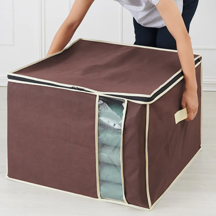 【炭入り消臭座布団収納ケース(お得な2個セット)】 ちあふる 大判座布団をスッキリ収納 透明窓で中身が見える 持ち手付き 炭入り 消臭 大容量 透明窓 収納ケース 不織布 JAN:4989409080591