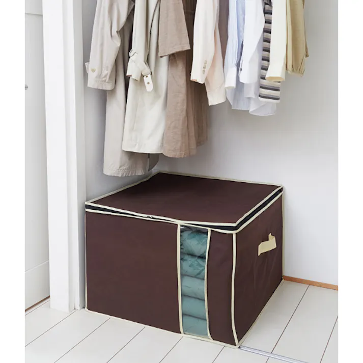 【炭入り消臭座布団収納ケース(お得な2個セット)】 ちあふる 大判座布団をスッキリ収納 透明窓で中身が見える 持ち手付き 炭入り 消臭 大容量 透明窓 収納ケース 不織布 JAN:4989409080591