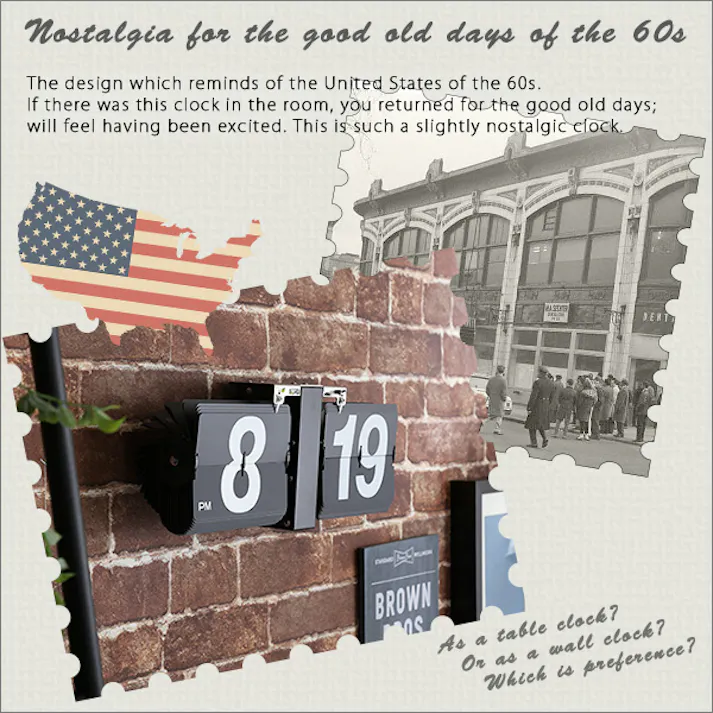 シンプル&レトロデザイン フリップクロック(置き・壁掛け兼用)/カラー:ブラック/ #sh-01-fctin--bk 【4535306178239】