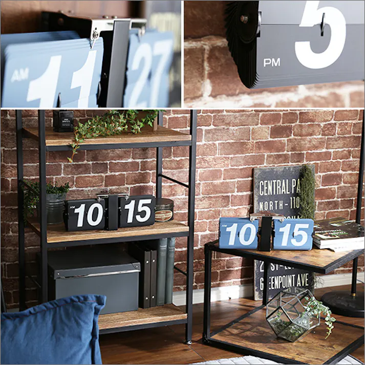 シンプル&レトロデザイン フリップクロック(置き・壁掛け兼用)/カラー:ブラック/ #sh-01-fctin--bk 【4535306178239】