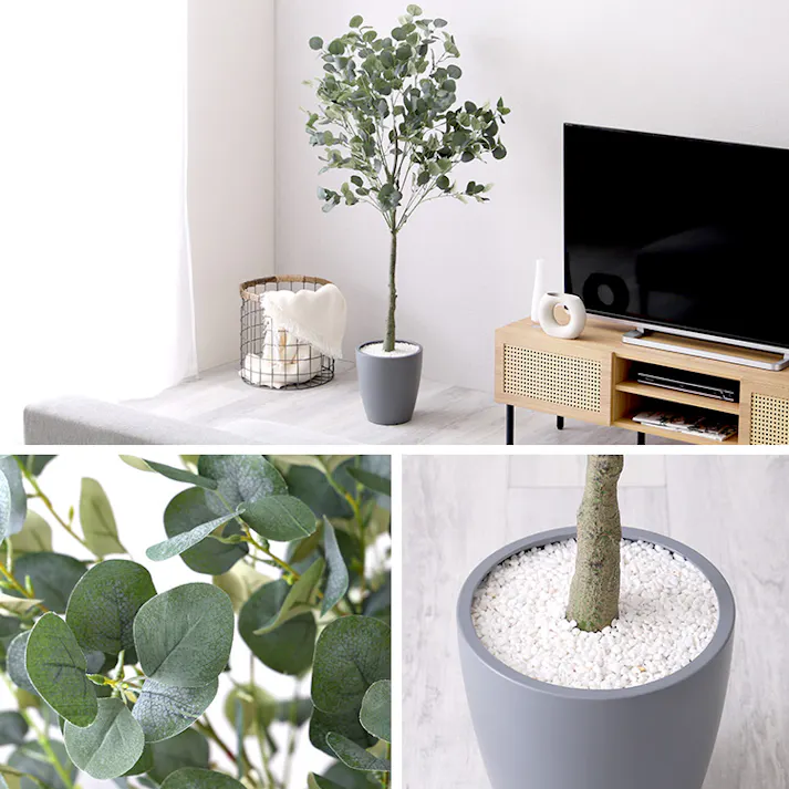 お手入れ簡単フェイクグリーン ユーカリ Mサイズ(150cm)/カラー:グレー/ #sh-06-euc-m--gy 【4535306247805】