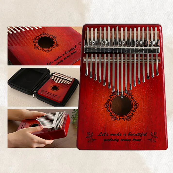 【ハードケースつき】指で弾くピアノ カリンバ初心者セット 絵柄付きタイプ /カラー:ブラウン/ #sh-06-kpb17--br 【4535306213084】