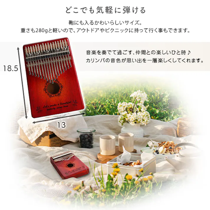 【ハードケースつき】指で弾くピアノ カリンバ初心者セット 絵柄付きタイプ /カラー:ブラウン/ #sh-06-kpb17--br 【4535306213084】
