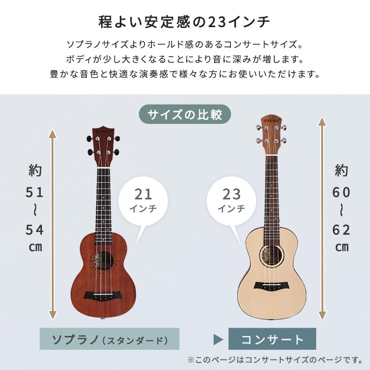 初心者でも始めやすい ウクレレ 13点セット 23インチ(コンサート