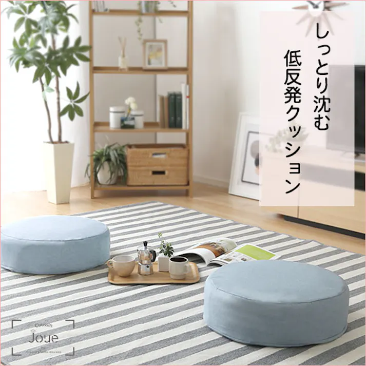【同色2個SET】しっとり沈むカバーリング低反発クッション 洗濯可能なクッションカバー 丸型 【 joue - ジュー - 】 /カラー:ブルー/ #sh-07-jurdset--bl 【4535306178758】【送料込み】