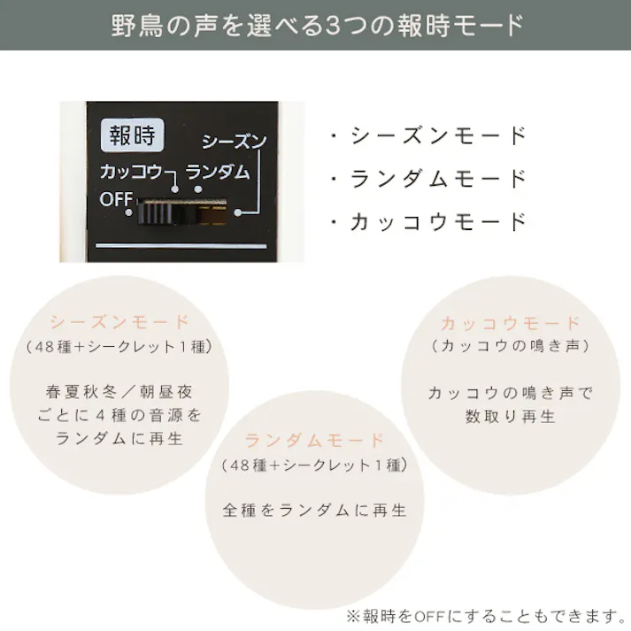掛け時計 四季の野鳥がなる時報クロック 野鳥の声図鑑同梱/カラー:ナチュラル/ #sh-11-409sr06--na 【4535306209667】【送料込み】