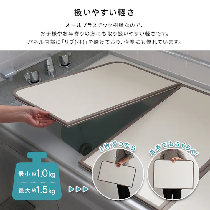 軽くてカビが生えにくい組み合わせ風呂ふた 幅68×奥行き118cm(3枚組)/カラー:ホワイト/ #sh-31-pbf68-118--wh 【4535306247928】