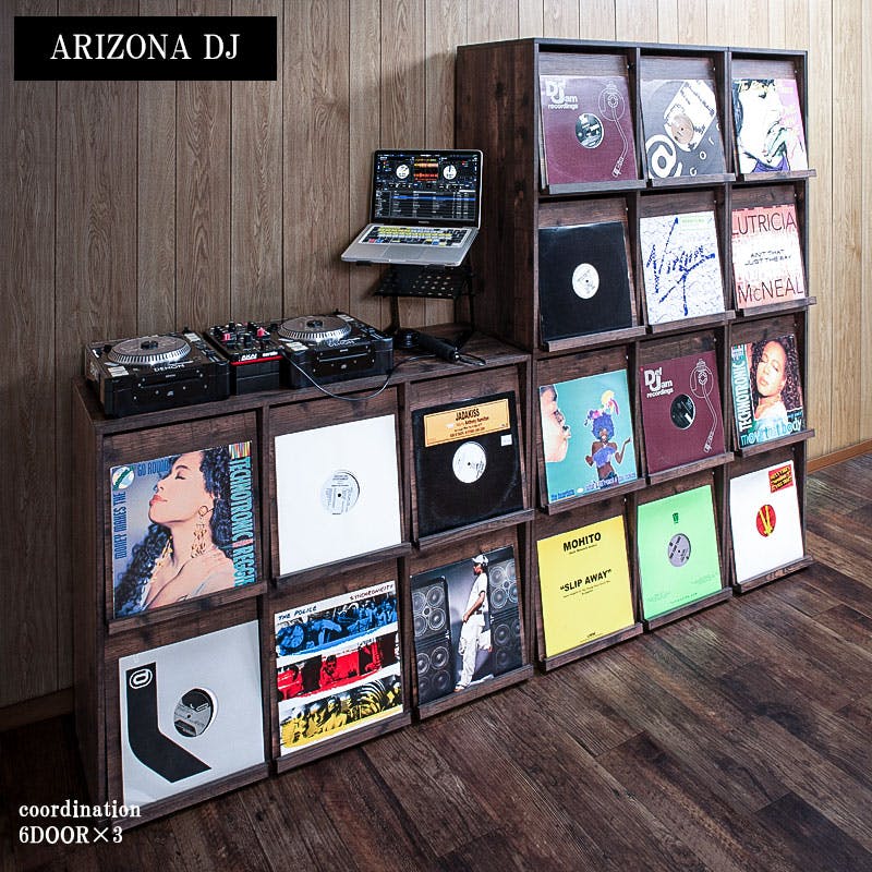 ARIZONA】両面ディスプレイ型レコードラック4DOORタイプ レコード収納