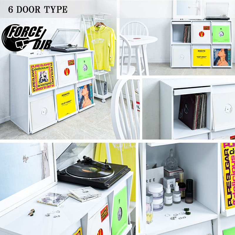 FORCE】両面ディスプレイ型レコードラック6DOORタイプ レコード収納