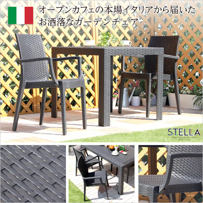 ガーデン肘付チェア 2脚セット【ステラ-STELLA-】(ガーデン カフェ)/カラー:ブラック/ #sh-05-11234--bk---lf2 【4535306148355】