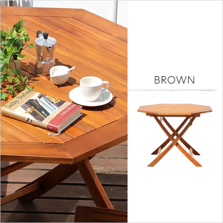 アジアン カフェ風 テラス 【FLEURシリーズ】八角テーブル 110cm/カラー:ブラウン/ #sh-05-81062--br---lf2 【4535306148850】