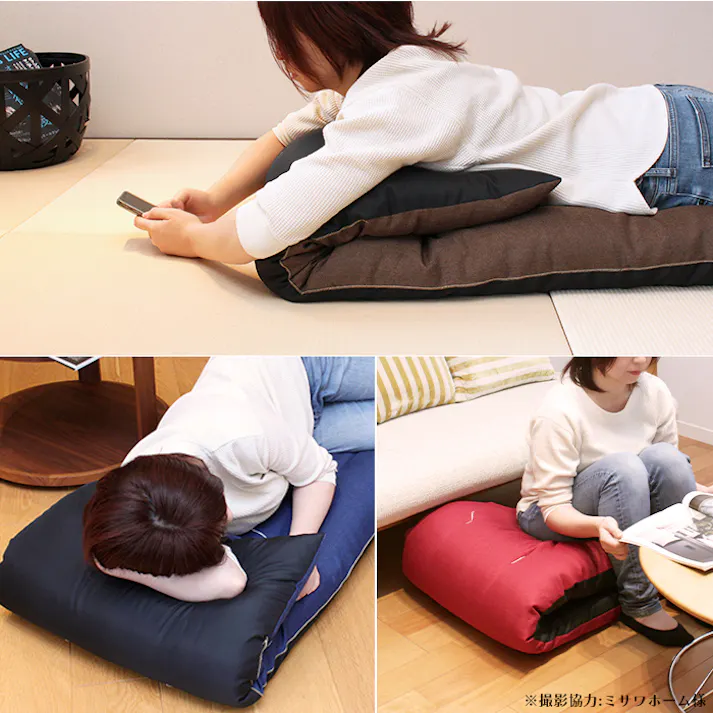 長座布団 60×120 ロングクッション ロングフロアクッション 座布団 シャンブレー 日本製 おしゃれ 無地